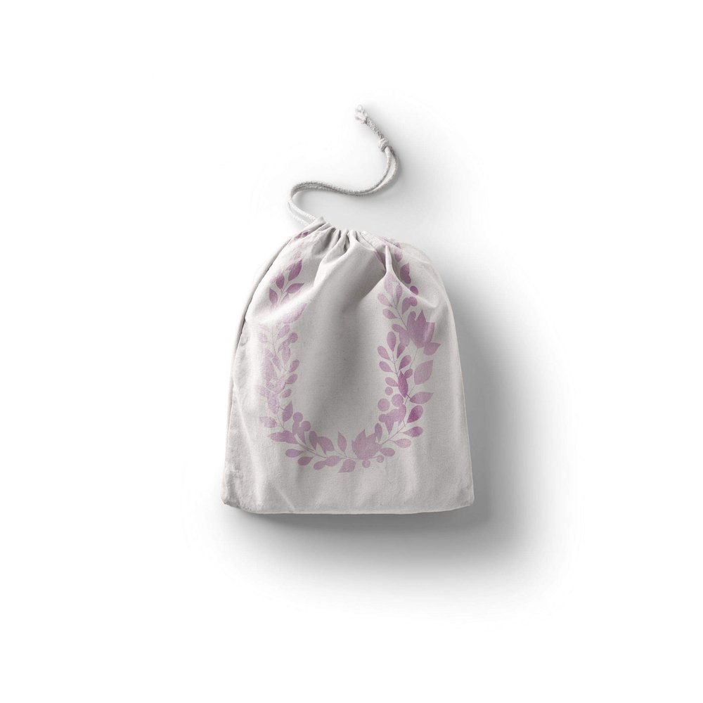 Le Jardin du Lin Printed Cotton Drawstring Shopping Bag, Reusable, Foldable, 12 x 15 cm