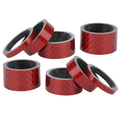 SALUTUYA Carbon Fiber Bicycle Stem Spacers, High Impact Resistance, 2-Piece Set, Fine Texture, Red