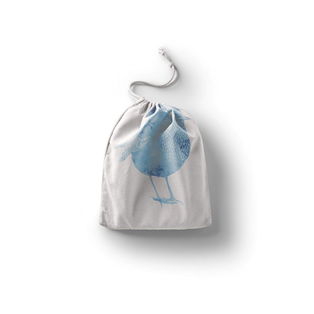 Le Jardin du Lin Printed Cotton Drawstring Bag, Reusable Shopping and Storage Sack, 12 x 15 cm
