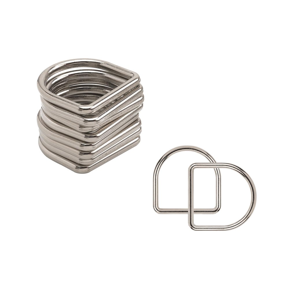 Trimming Shop Welded Metal D-Ring Buckles, 35 mm, Silver, 20-Pack