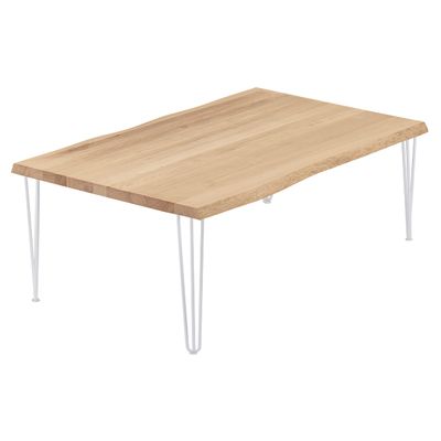 LAMO Manufaktur Solid Wood Table with Live Edge, 120 x 80 x 47 cm, Creative, Natural/White