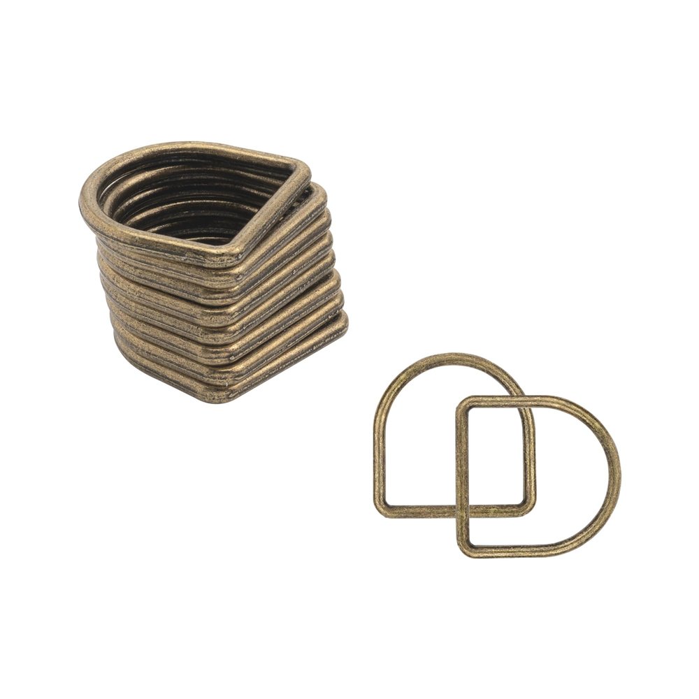 Trimming Shop Welded Metal D-Ring Buckles, 40 mm, Bronze, 20 Pieces