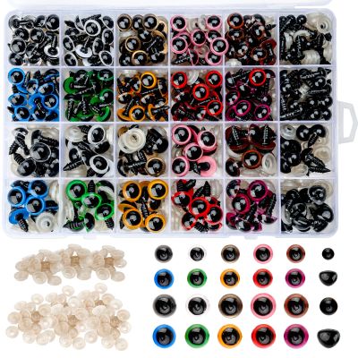 Zhenle 600-Piece Plastic Safety Eyes and Noses, 6–14 mm, with Washers for Dolls and Plush Toys