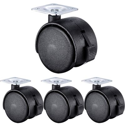 ZHTY Nylon Plate Casters with Brakes, 40/50 mm, Black, 4-Pack