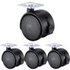 ZHTY Nylon Plate Casters with Brakes, 40/50 mm, Black, 4-Pack view 1