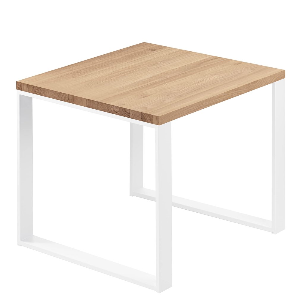 LAMO Manufaktur Solid Wood Table, 60 x 60 x 76 cm, Modern, Natural/White