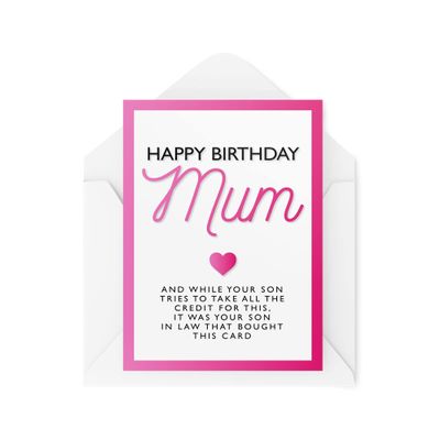 Tongue in Peach Funny Birthday Card for Mom – LGBTQ+ Gay Greeting Card for Mothers, “Your Son-in-Law Has This Card, Not Your Son” Joke, CBH219