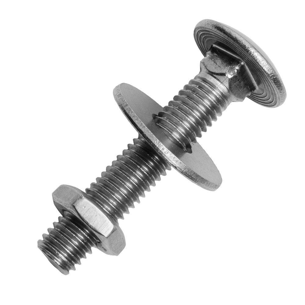 MESAROS M5 x 60/60 mm Carriage Bolts with Low-Profile Hex Nuts and Large M5 A2 Stainless Steel Washers, 10-Pack