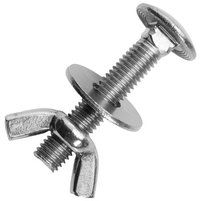 M8 x 50/50 mm Stainless Steel A2 Carriage Bolts with Wing Nuts & Large Washers, 50-Pack