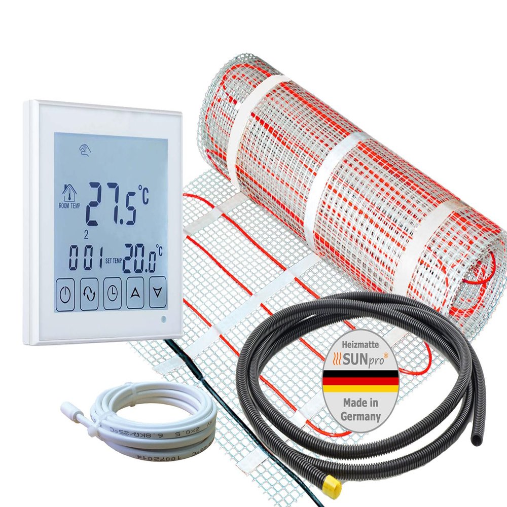 ew direkt SunPro 160 Electric Underfloor Heating, 13 m² Complete Set for Tile and Natural Stone with RT-45 Thermostat