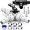 MONZANA 12-Piece Pool Bypass Set with 3-Way Valve, 32/38 mm Hose Clamps, Sand Filter, Pool, Heat Pump and Solar Heating view 1