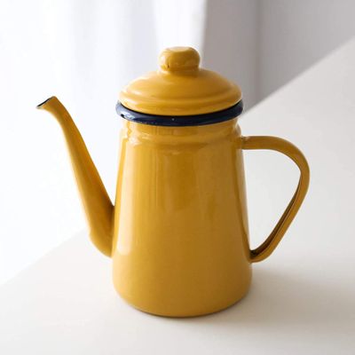 1.1-Liter Retro Enamel Pot with Lid for Milk, Juice, Coffee, Tea, or Hot Soup