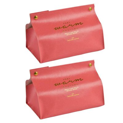 QJZM 2-Pack Pink Faux Leather Tissue Holders with Letter Pattern