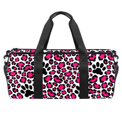 LAZEN Leopard Skin Cat Paw Shoulder Sports Duffle Tote Bag