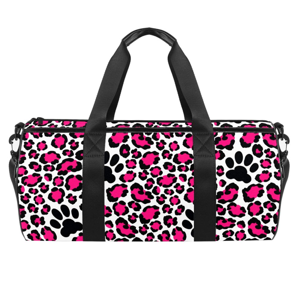 LAZEN Leopard Skin Cat Paw Shoulder Sports Duffle Tote Bag