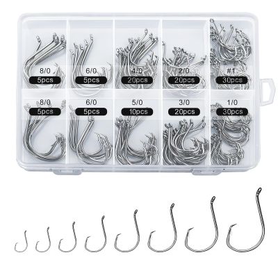 150-Piece Circle Hook Set, Hardened Steel, Freshwater and Saltwater, Sizes #1–8/0