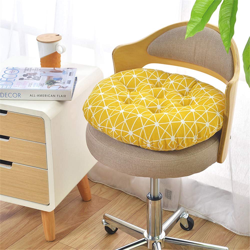 Morbuy Round Chair Cushion, 100% Cotton, Thickly Padded, 45 x 45 cm, Gold