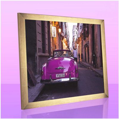Bonito Slimline Poster Frame 61 x 81 cm, Glossy Gold, for Puzzles and Diamond Paintings, with Anti-Glare Acrylic Glass