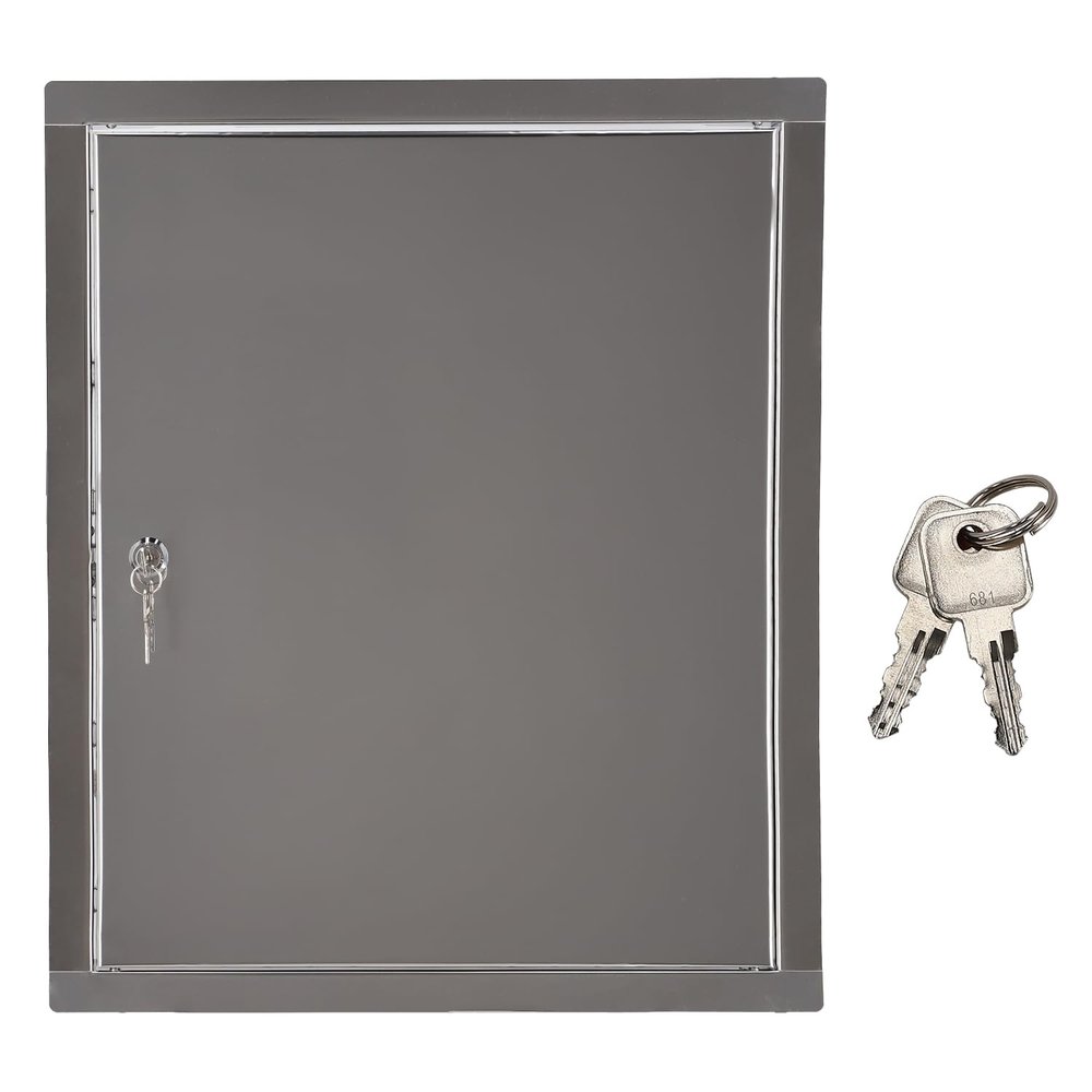 KOTARBAU Inspection Hatch, 25 x 30 cm, Drywall, Lock + 2 Keys, Stainless Steel, Silver