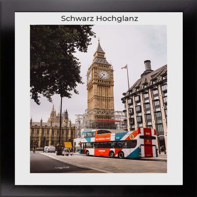 Bonito Slimline Profile Picture Frame 40 x 40 cm, Black High Gloss, Poster and Puzzle Frame with Anti-Glare Acrylic Glass