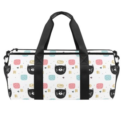 LAZEN Pretty Cat Pattern Sports Gym Duffle Tote Bag