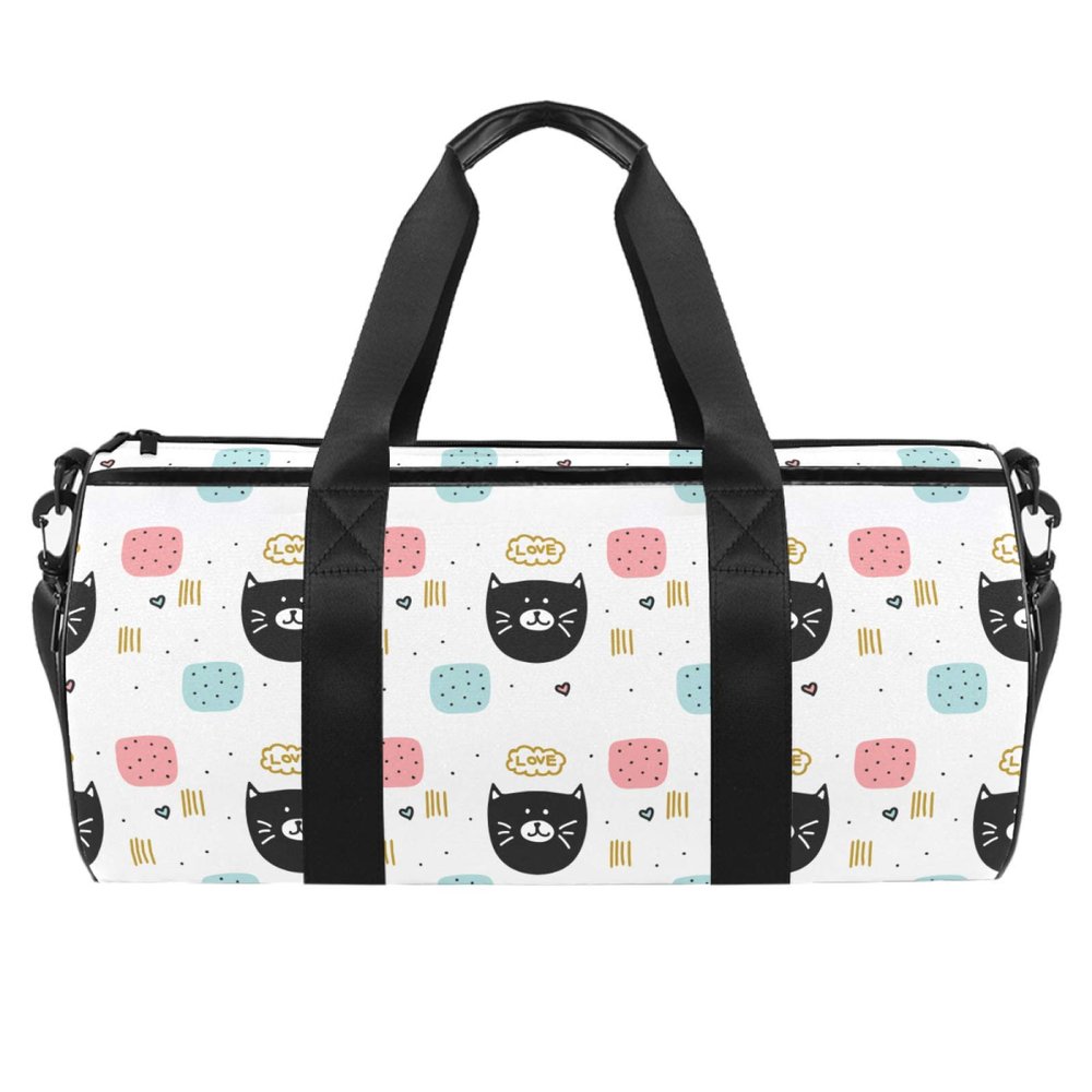 LAZEN Pretty Cat Pattern Sports Gym Duffle Tote Bag