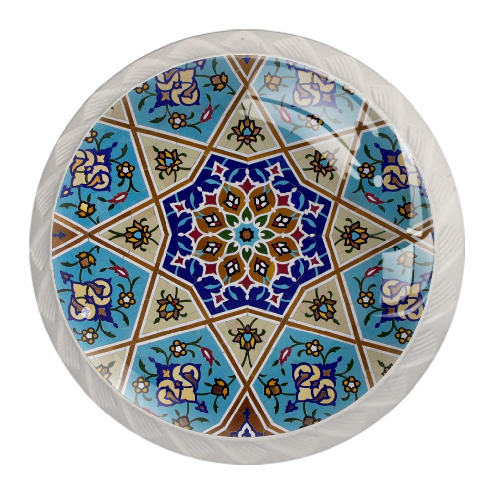 Vintage-Style Drawer Knobs, Moroccan Mandala Design, 4-Pack