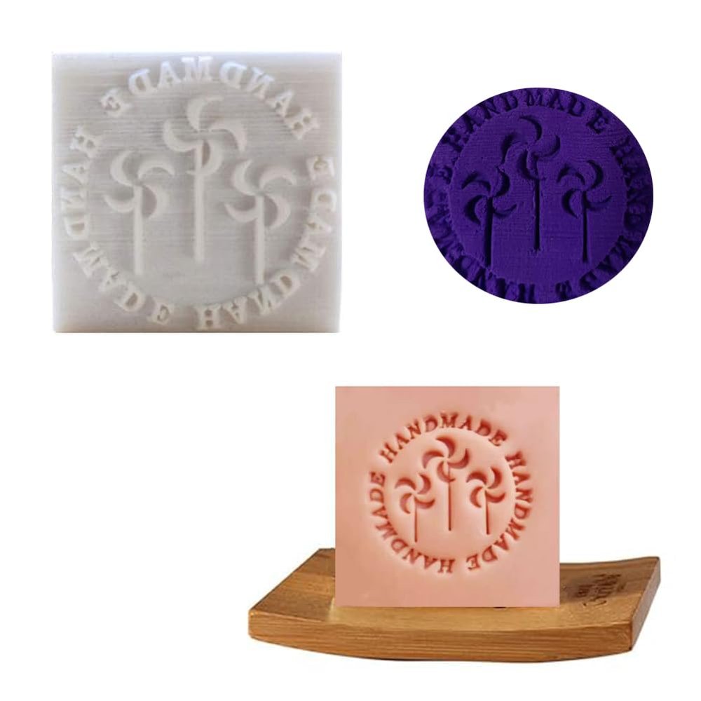 WonDerfulC Handmade Natural Resin Mini Soap Stamp DIY Resin Soap Pad (Wood Grinder)