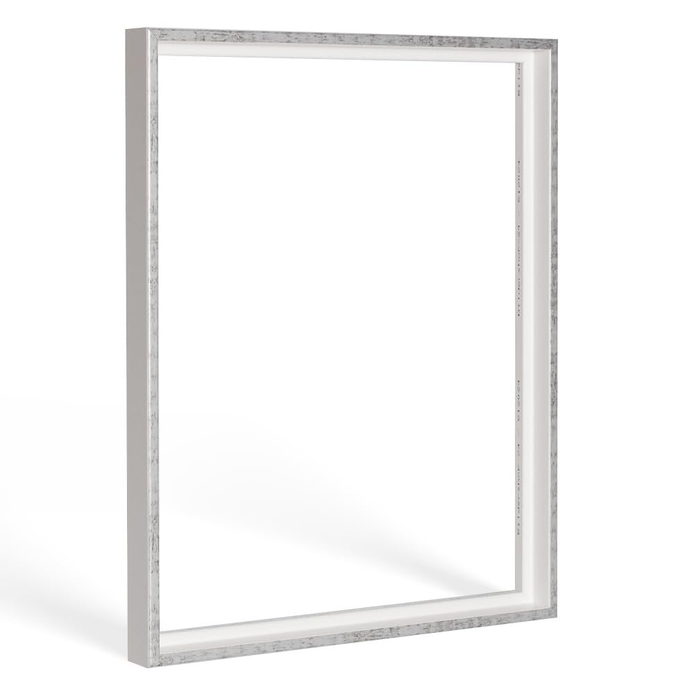 Bildershop-24 Lemgo Shadow Gap Frame for Stretched Canvas, 100 x 100 cm, White/Gray Antique