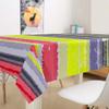 Morbuy Yellow and Purple Striped Washable Rectangular Tablecloth, 140 x 240 cm view 2