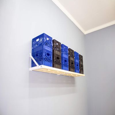 Rhino Shelf RhinoMini Universal Garage Storage System, 2.4 m, 1 Shelf, Wall-Mounted, Powder-Coated, 650 lb Capacity