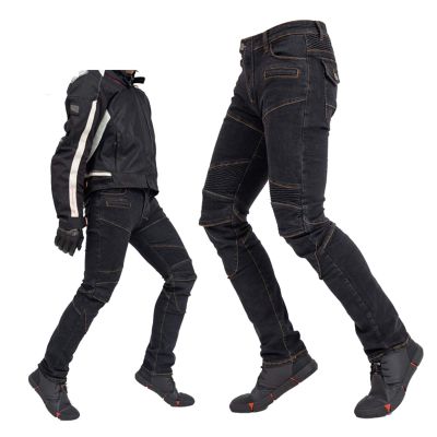YXYECEIPENO Classic Motorcycle Jeans with Removable Protectors, Black B, Small (S = 28)