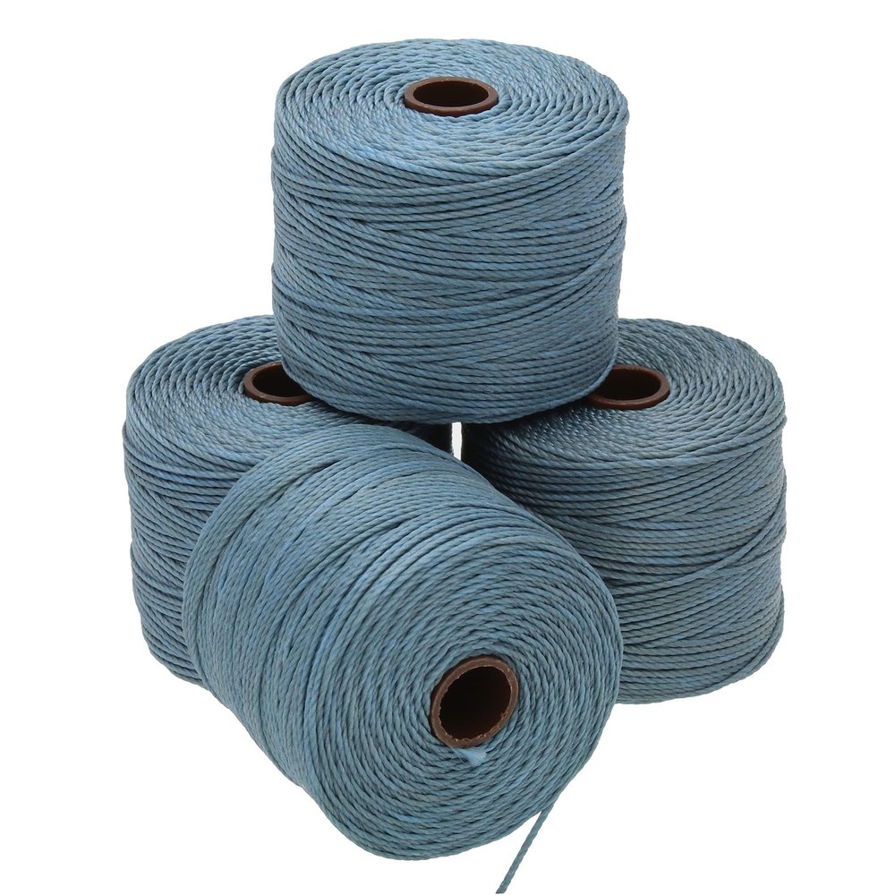 The Beadsmith S-Lon Beading Cord, 0.5 mm Twisted Nylon String, 4 Spools, Ice Blue, TEX210, 70 m per Spool