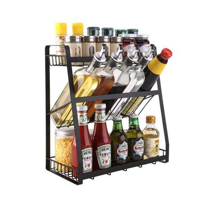 Ding&ng 3-Tier Vertical Kitchen Spice Rack, Black, 35 × 18 × 38 cm