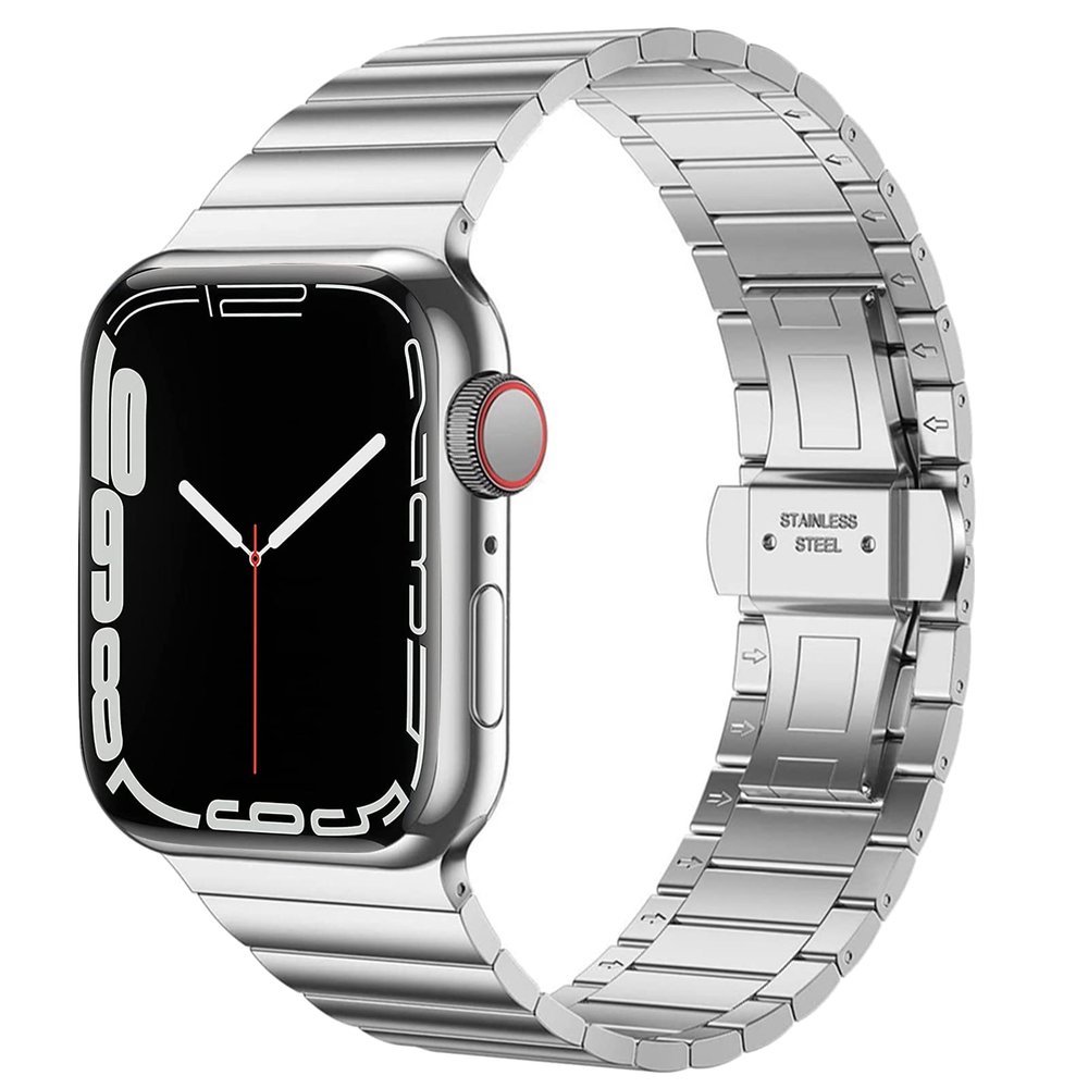 Miimall Stainless Steel Band for Apple Watch, 49/45/44/42 mm, Silver