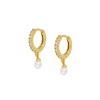 Good Luck 925 Sterling Silver Pearl Hoop Earrings for Women view 1