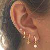 Good Luck 925 Sterling Silver Pearl Hoop Earrings for Women view 2