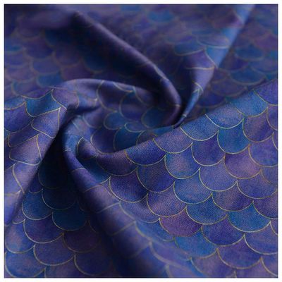 100% Cotton Fabric, Japanese Fish-Scale Gradient Print, Blue-Purple, 3 m