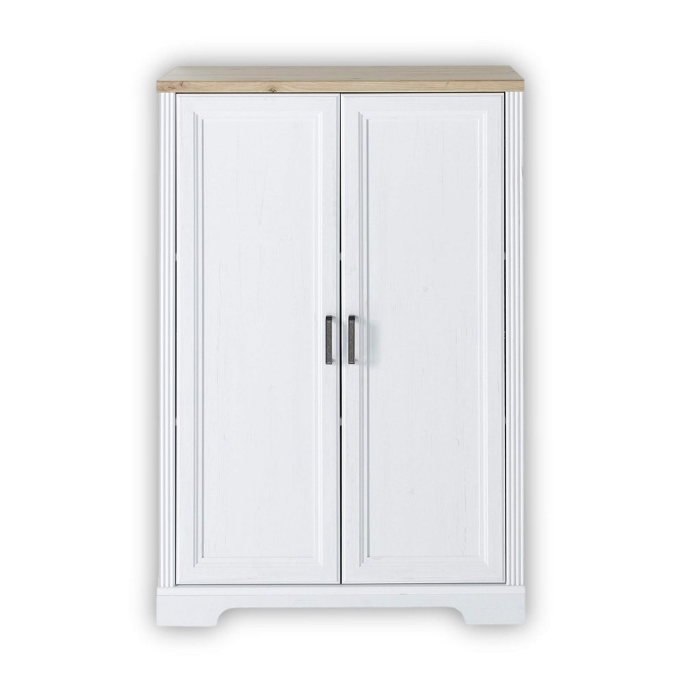 Stella Trading JASMIN Filing Cabinet, Light Pine/Artisan Oak Look, 2 Doors, 86 x 127 x 38 cm