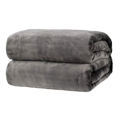DZYP Soft Flannel Fleece Blanket, Dark Gray, 150 x 200 cm