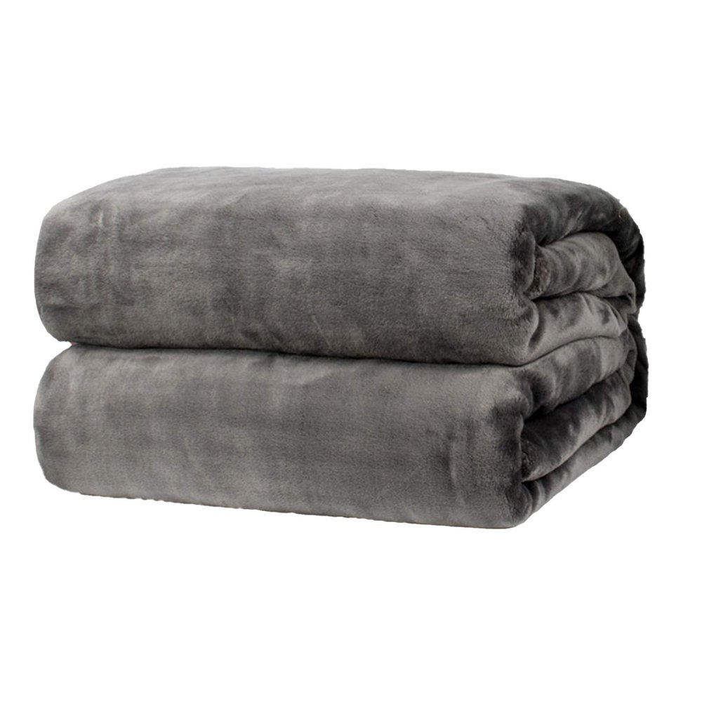 DZYP Soft Flannel Fleece Blanket, Dark Gray, 150 x 200 cm