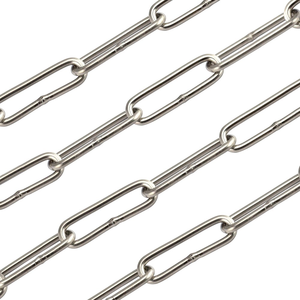 OPIOL QUALITY Stainless Steel Long-Link Chain, 4 mm, DIN 763, A4/V4A, 2 m