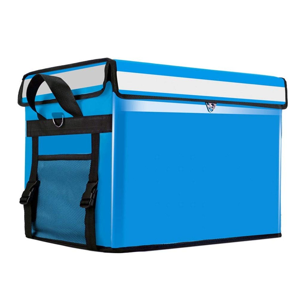 MiduoHu Pizza Food Takeout Cooler Bag, Thickened Waterproof Car Delivery Box for Food Delivery by Car and Bicycle (Color: Blue, Size: 80L)