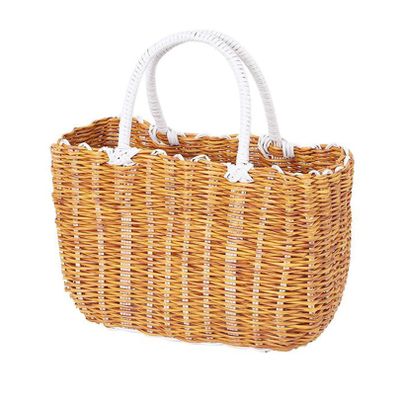 Woven Plastic Shopping Basket with Handles
