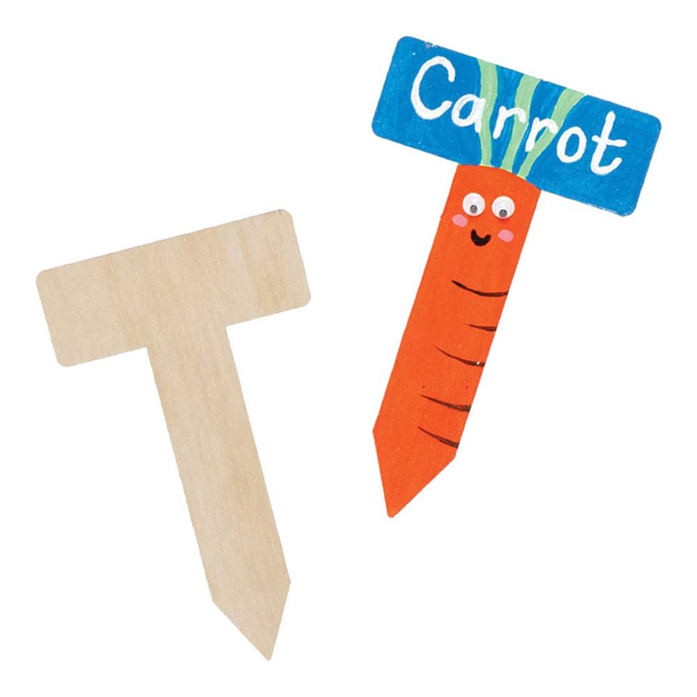 Baker Ross FE520 Wooden Plant Labels for Kids, 10-Pack Craft Kit