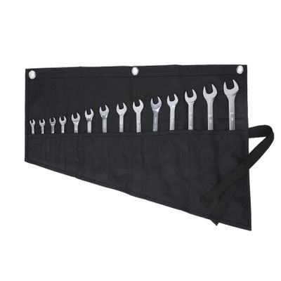 Black 16 oz Waxed Canvas Tool Roll for Metric and SAE Wrenches