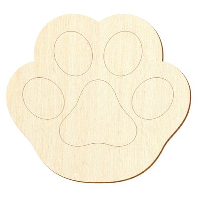 Wooden Dog Paw – Decorative Craft Shape, 3–50 cm, Pack of 25, 7 cm Wide