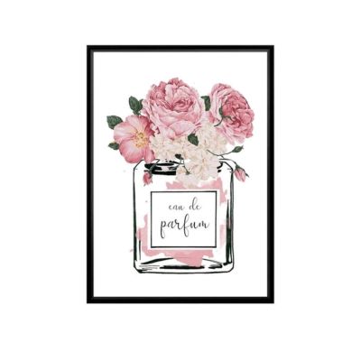 YQHWLKJ Modern Pink Perfume Bottle Canvas Wall Art Poster, Unframed