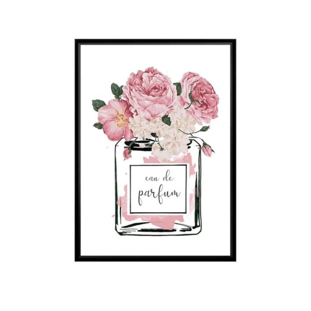 YQHWLKJ Modern Pink Perfume Bottle Canvas Wall Art Poster, Unframed