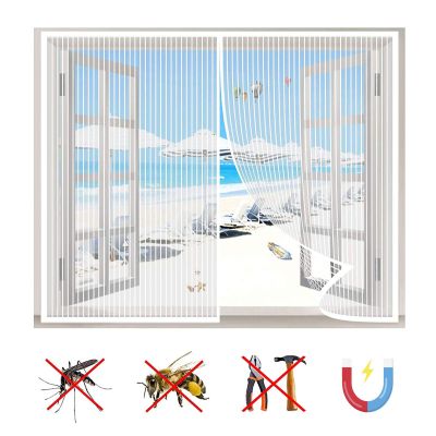 Magnetic Window Screen, Self-Closing Fly Curtain, White, 35 x 76 in (90 x 195 cm)